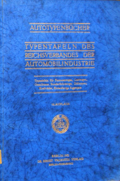 "Autotypenbuch - Typentafeln der Deutschen Kraftfahrzeuge" Automobil-Yearbook 1931 (8318)